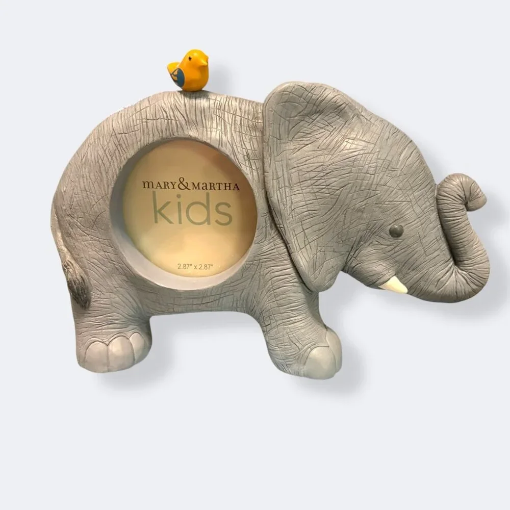 Whimsicle‎ Elephant Perched Bird Micro Photo Frame Decor 3x3 Baby Shower